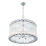 Nori 6 Light Chandelier 24", Polished Nickel and Ribbed Glass