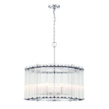 Nori 6 Light Chandelier 24", Polished Nickel and Ribbed Glass