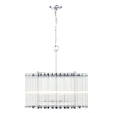Nori 6 Light Chandelier 24", Polished Nickel and Ribbed Glass