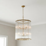 Nori 8 Light Chandelier 22", Brass and Ribbed Glass