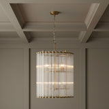 Nori 8 Light Chandelier 22", Brass and Ribbed Glass