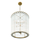 Nori 8 Light Chandelier 22", Brass and Ribbed Glass