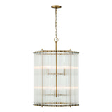 Nori 8 Light Chandelier 22", Brass and Ribbed Glass