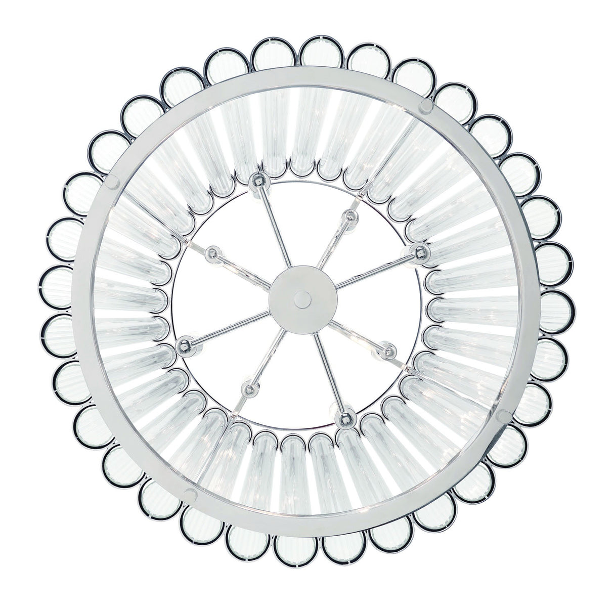 Nori 6 Light Chandelier 24", Polished Nickel and Ribbed Glass