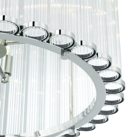 Nori 6 Light Chandelier 24", Polished Nickel and Ribbed Glass