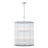 Nori 8 Light Chandelier 22", Polished Nickel and Ribbed Glass