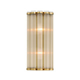 Nori Wall Sconce 14", Brass and Ribbed Glass