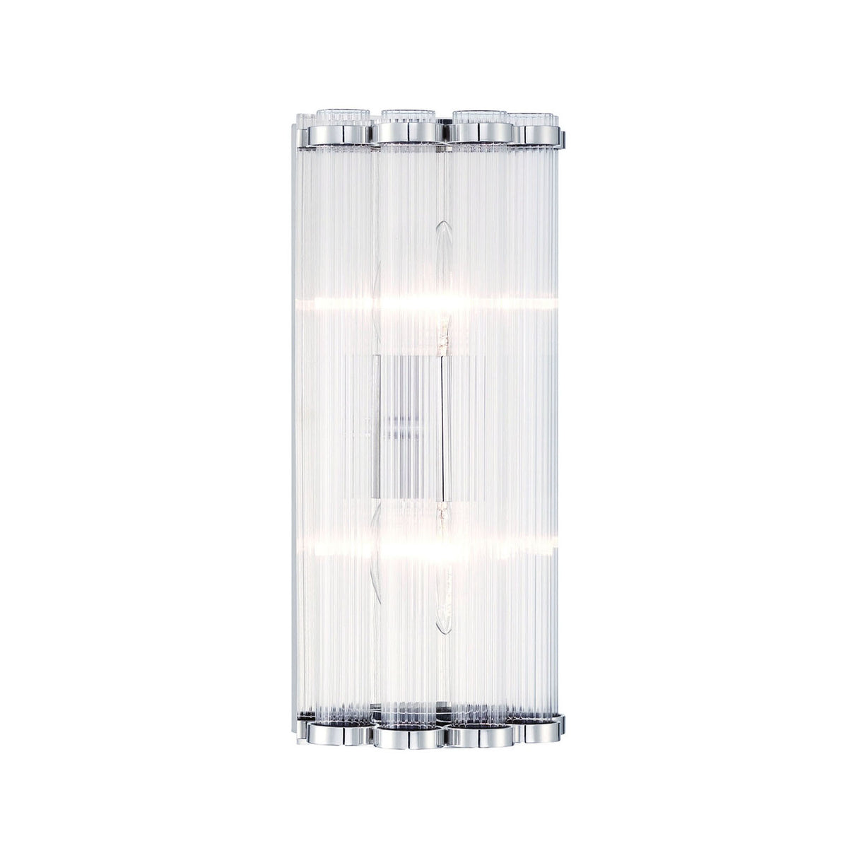 Nori Wall Sconce 14", Polished Nickel and Ribbed Glass