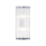 Nori Wall Sconce 14", Polished Nickel and Ribbed Glass