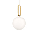 Oren Pendant 10", Brass and Opal Glass
