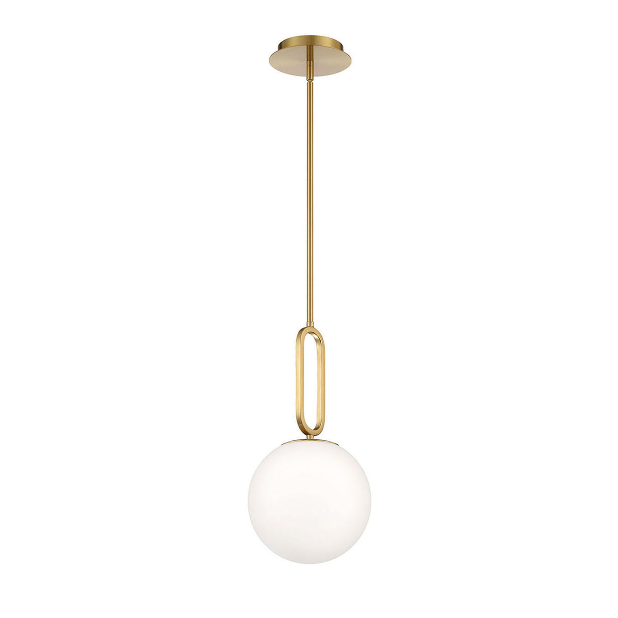 Oren Pendant 10", Brass and Opal Glass