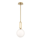 Oren Pendant 10", Brass and Opal Glass
