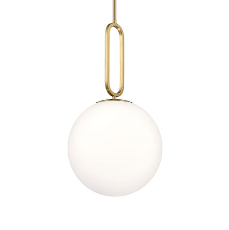 Oren Pendant 12", Brass and Opal Glass