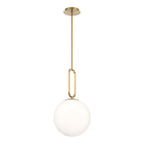 Oren Pendant 12", Brass and Opal Glass