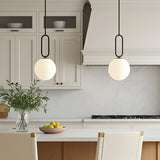 Oren Pendant 10, Matte Black and Opal Glass for Modern home with Cream Cabinetry