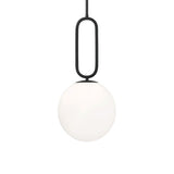 Oren Pendant 10", Matte Black and Opal Glass