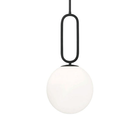 Oren Pendant 10", Matte Black and Opal Glass
