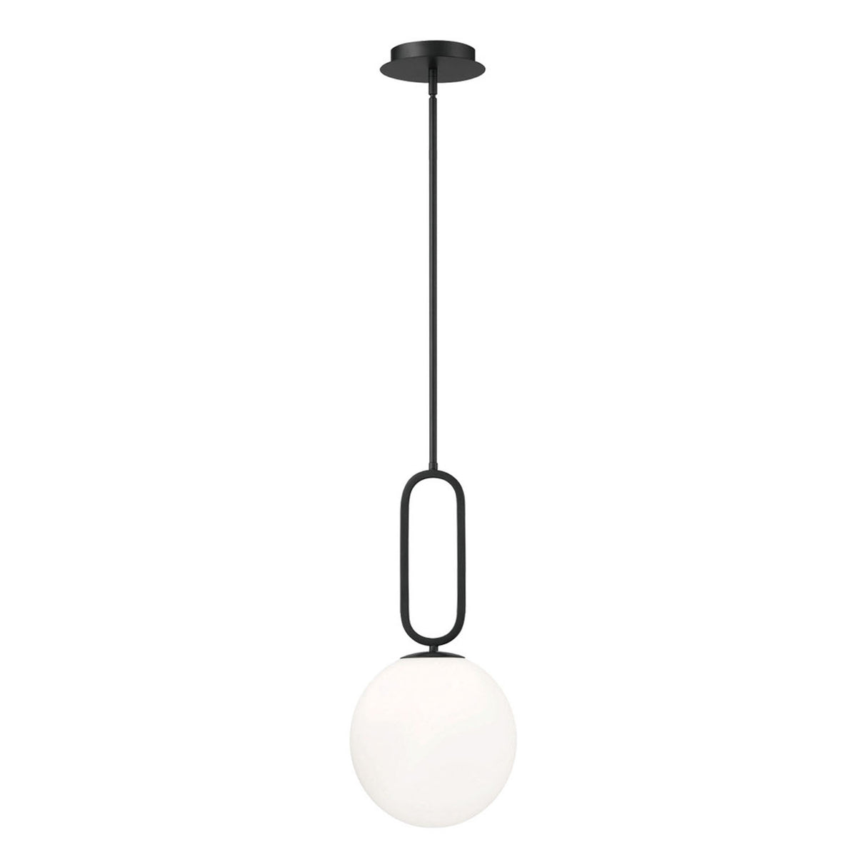 Oren Pendant 10", Matte Black and Opal Glass