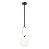 Oren Pendant 10", Matte Black and Opal Glass