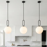 Oren Pendant 12, Matte Black and Opal Glass for Modern home with White Shiplap