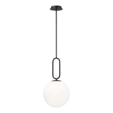 Oren Pendant 12", Matte Black and Opal Glass