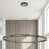 Lune LED Chandelier 62", Brass and Black