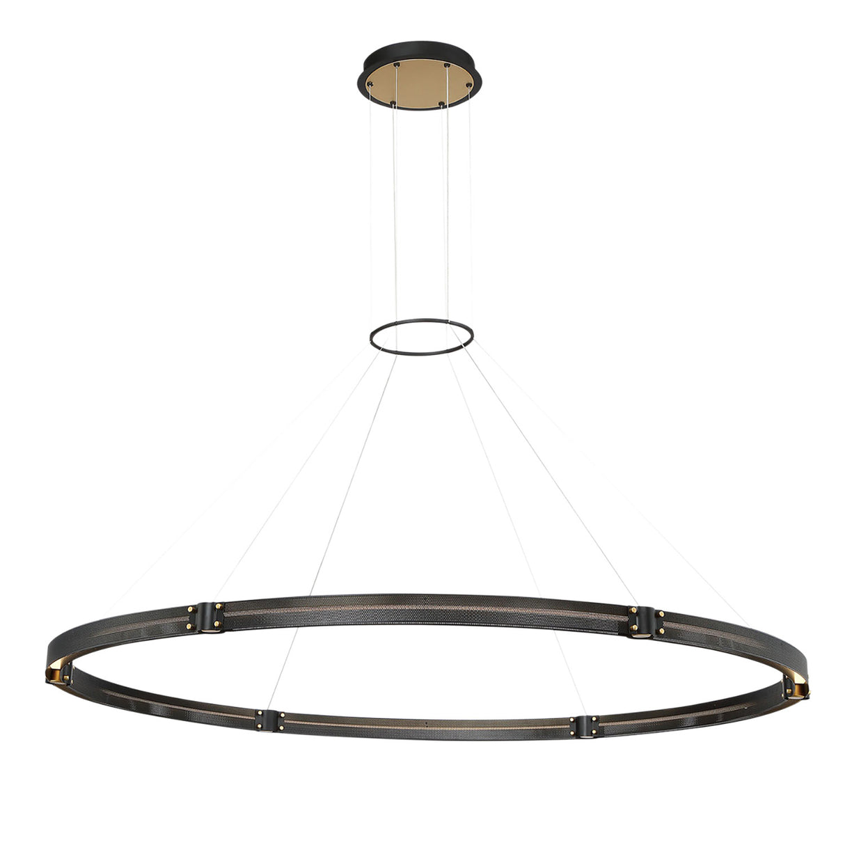 Lune LED Pendant 62", Brass and Black