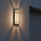 Prescott LED Outdoor Wall Light 12", Gold and Clear Glass