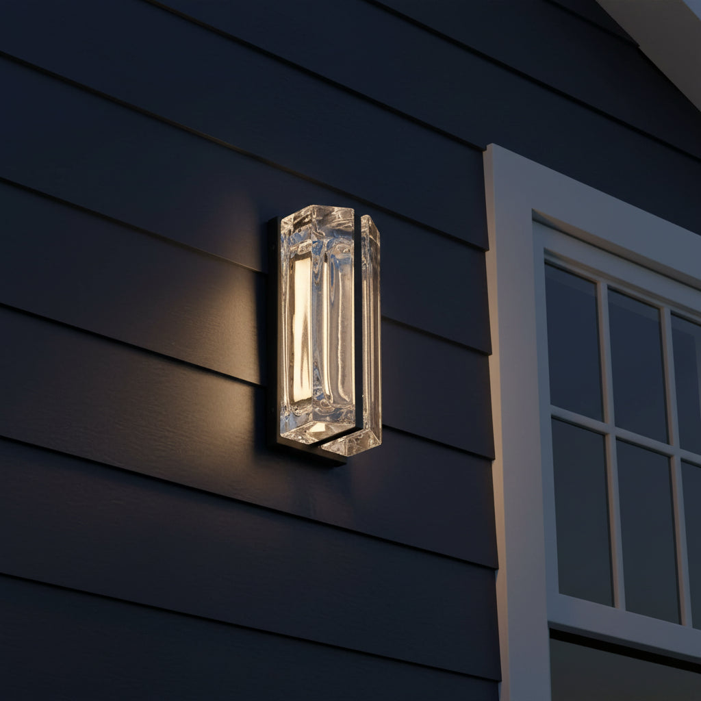 Prescott LED Outdoor Wall Light 12" for Modern home with Dark Gray Siding