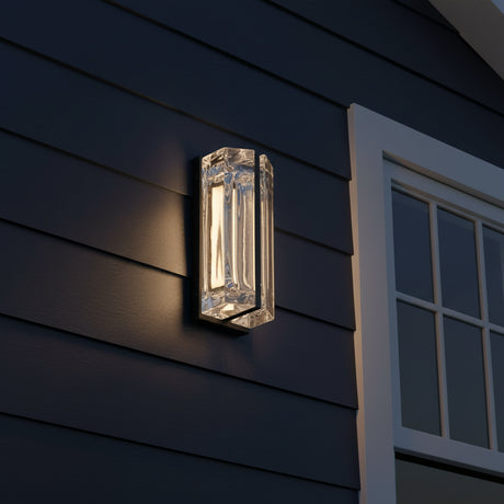 Prescott LED Outdoor Wall Light 12" for Modern home with Dark Gray Siding
