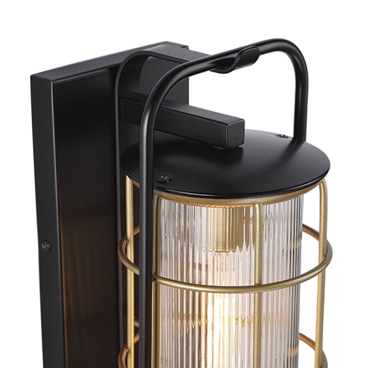 Irvington LED Outdoor Wall Light 16", Black and Gold