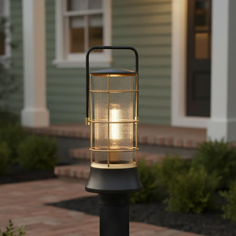 Irvington LED Outdoor Post Light 23", Black and Gold