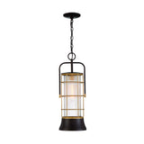 Irvington LED Outdoor Hanging Light 23", Black and Gold