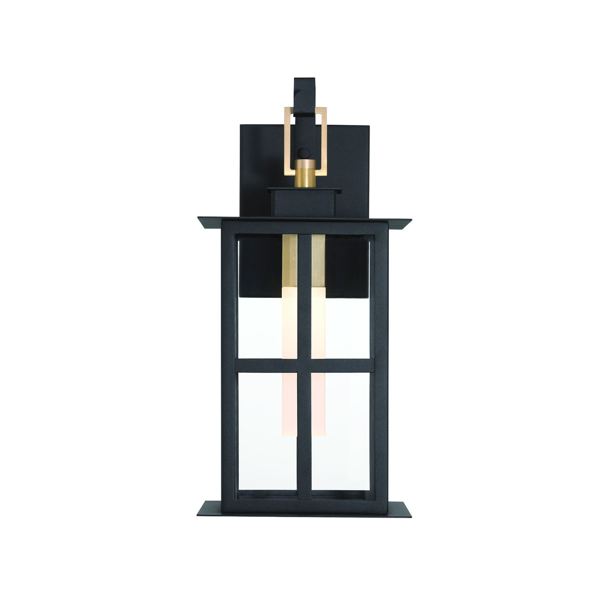Portico LED Outdoor Wall Light 16", Black with Gold Accents
