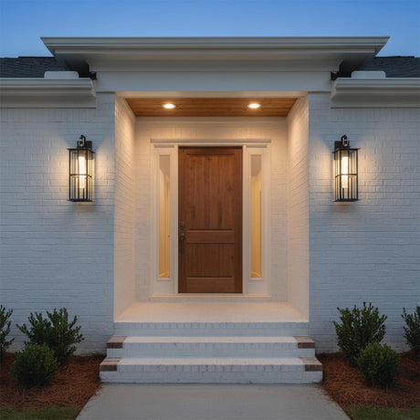 Portico LED Outdoor Wall Light 22", Black with Gold Accents