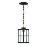 Portico LED Outdoor Hanging Light 16", Black with Gold Accents