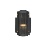 Quin LED Outdoor Wall Light 8", Black with Gold Accents
