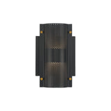 Quin LED Outdoor Wall Light 8", Black with Gold Accents