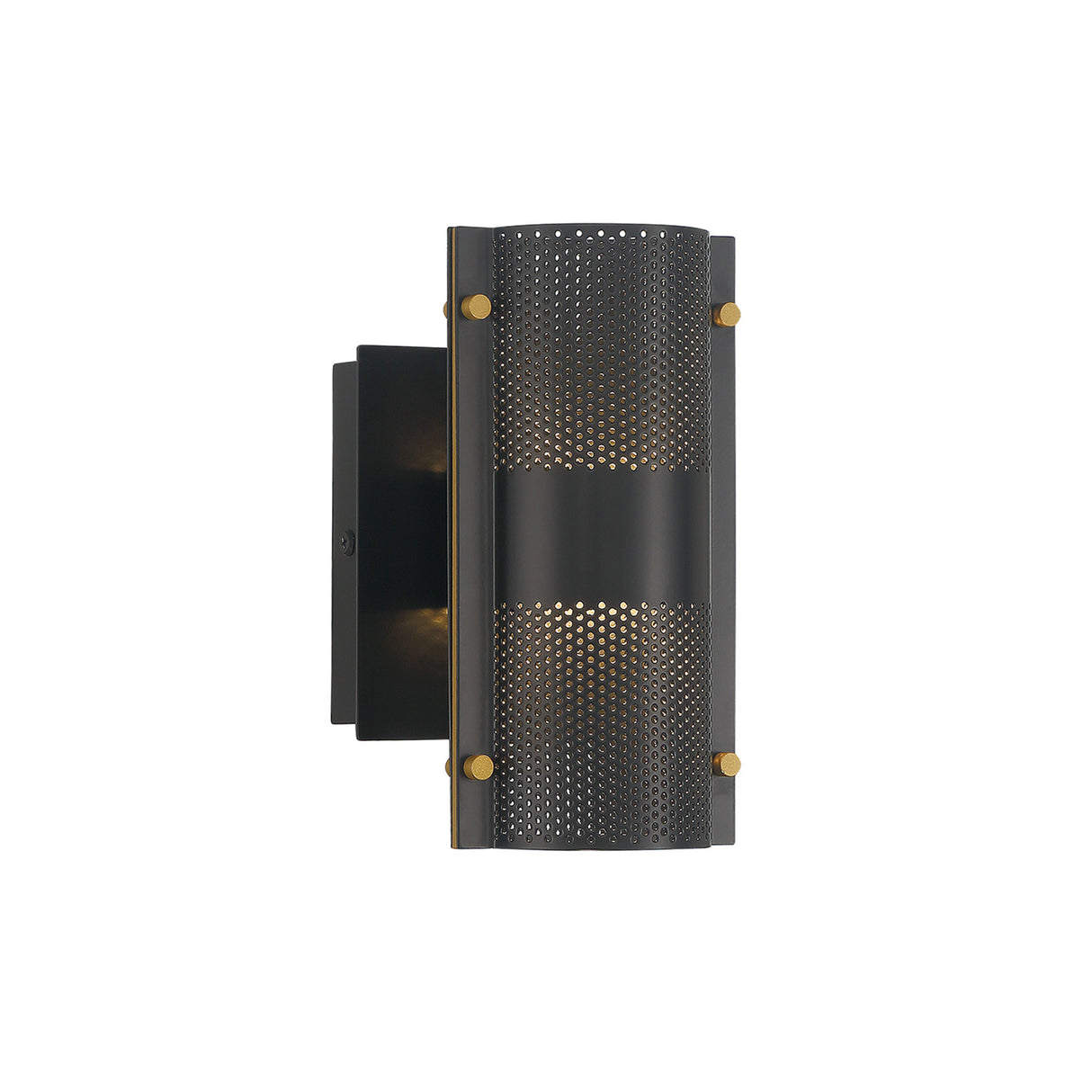 Quin LED Outdoor Wall Light 8", Black with Gold Accents