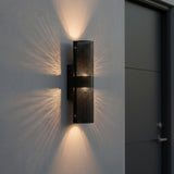 Quin LED Outdoor Wall Light 12", Black with Gold Accents