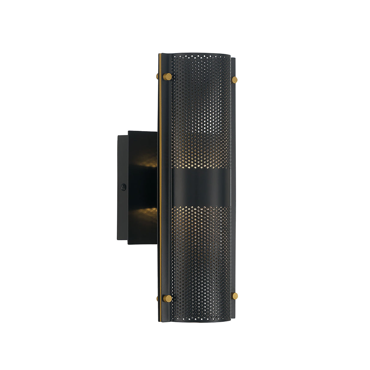 Quin LED Outdoor Wall Light 12", Black with Gold Accents