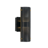 Quin LED Outdoor Wall Light 12", Black with Gold Accents