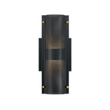Quin LED Outdoor Wall Light 12", Black with Gold Accents