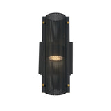 Quin LED Outdoor Wall Light 12", Black with Gold Accents
