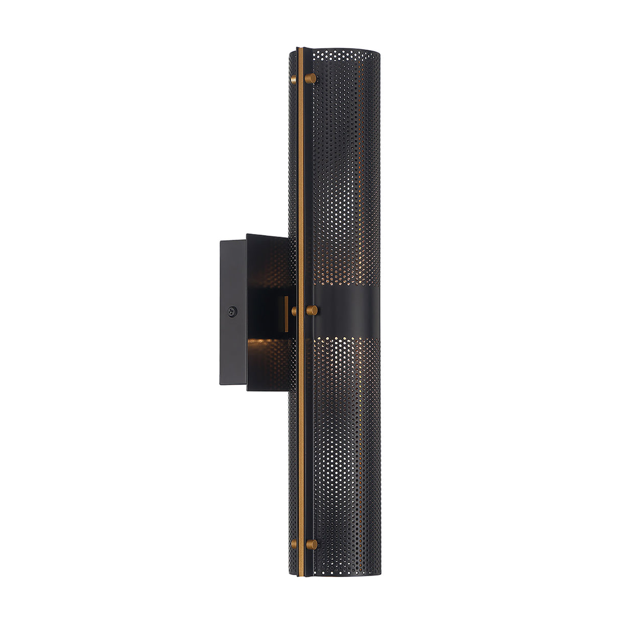 Quin LED Outdoor Wall Light 17", Black with Gold Accents