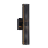 Quin LED Outdoor Wall Light 17", Black with Gold Accents