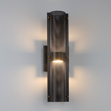 Quin LED Outdoor Wall Light 17", Black with Gold Accents