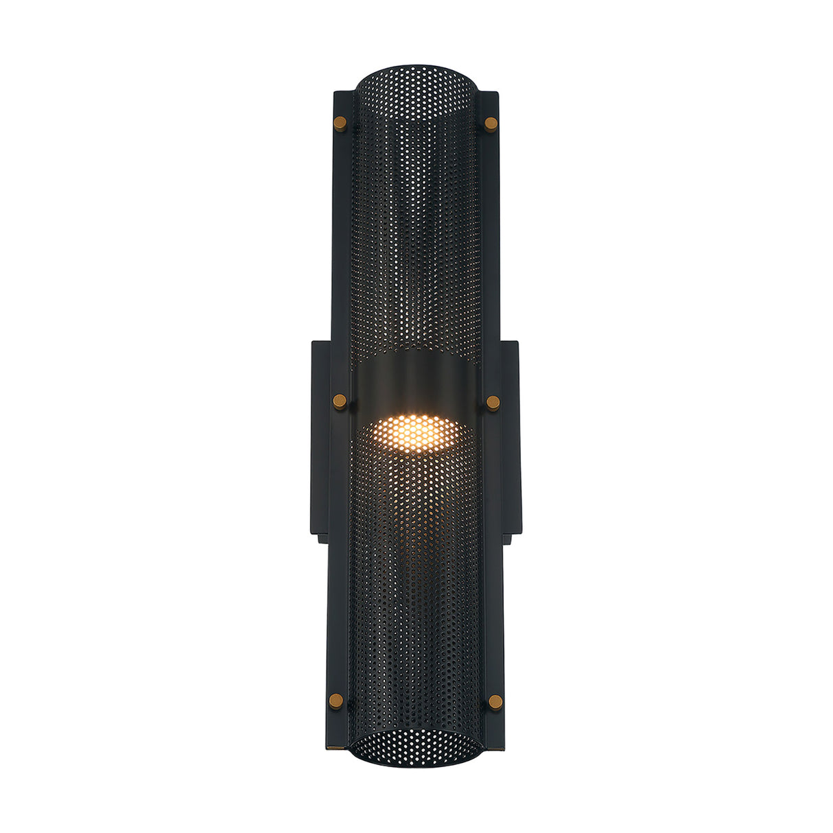 Quin LED Outdoor Wall Light 17", Black with Gold Accents