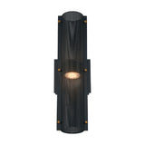 Quin LED Outdoor Wall Light 17", Black with Gold Accents