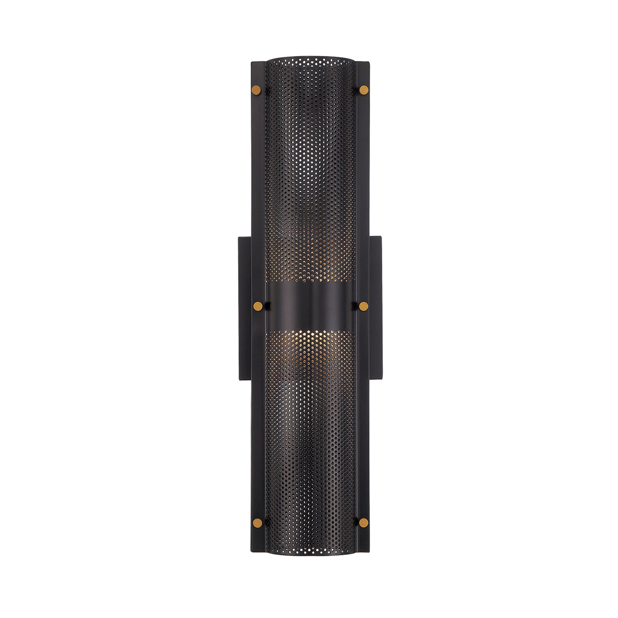 Quin LED Outdoor Wall Light 17", Black with Gold Accents